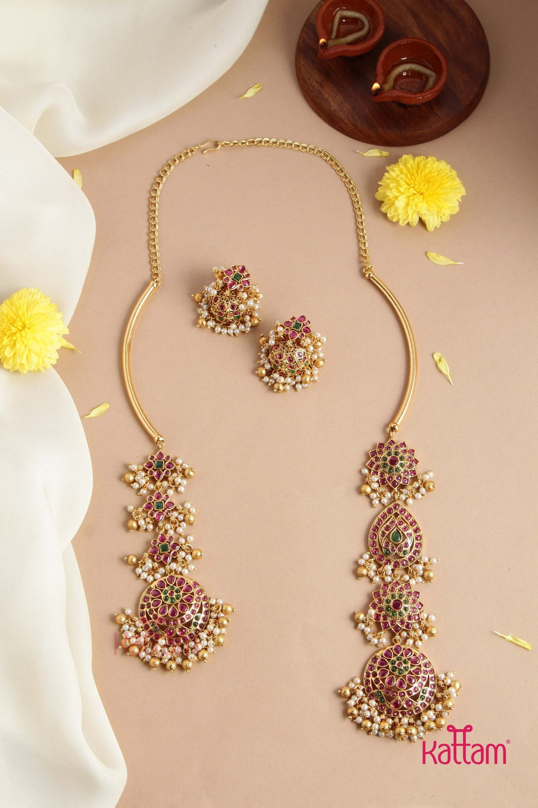 Traditional Bluetooth Pattern Thilak Necklace - N2865