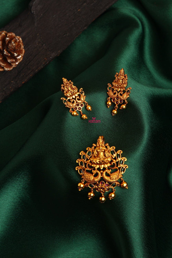 Traditional Goddess Pendant Set with Earrings (No chain) - P003