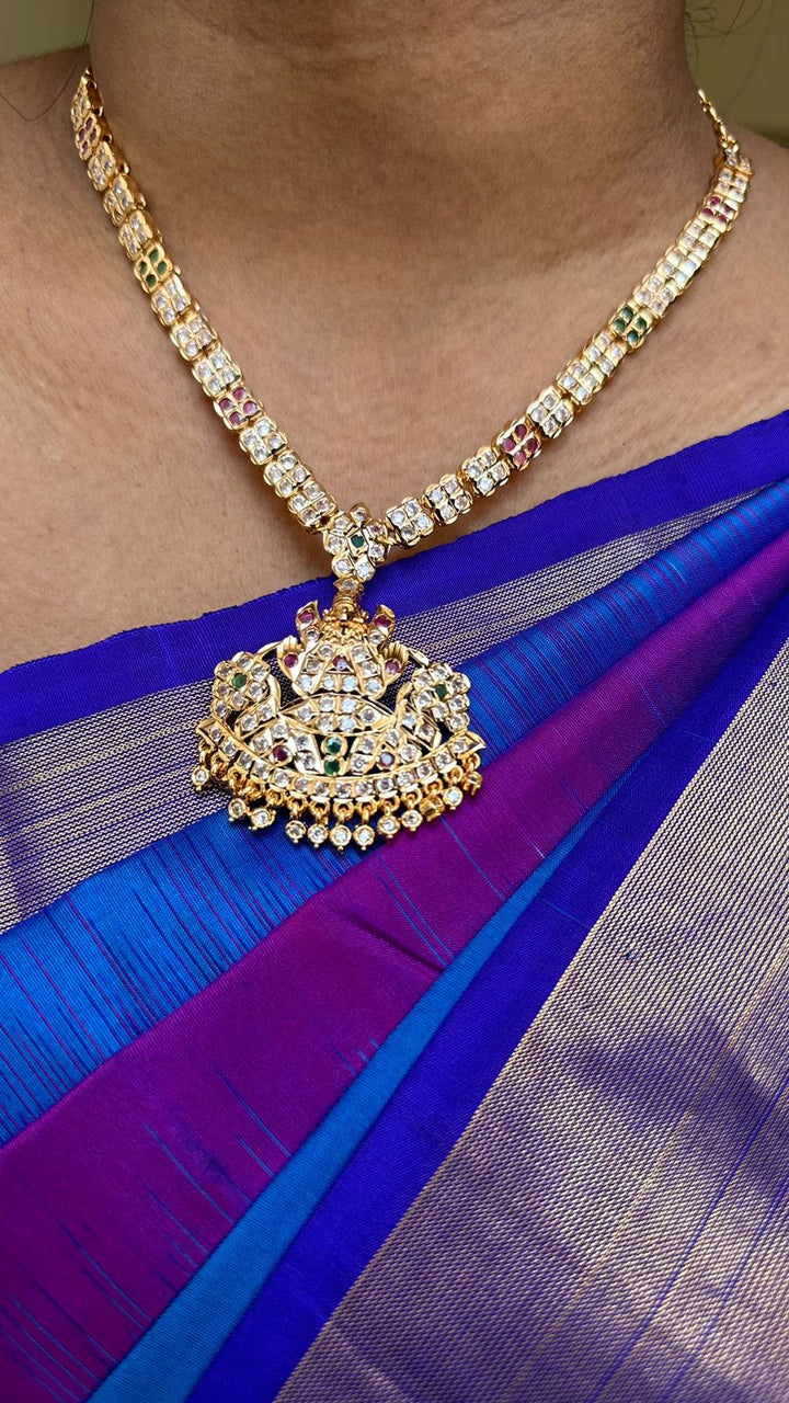Traditional Goldtone Goddess Stone Necklace - N2432