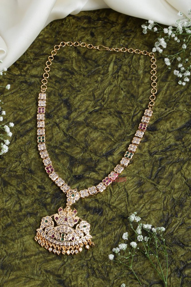 Traditional Goldtone Goddess Stone Necklace - N2432