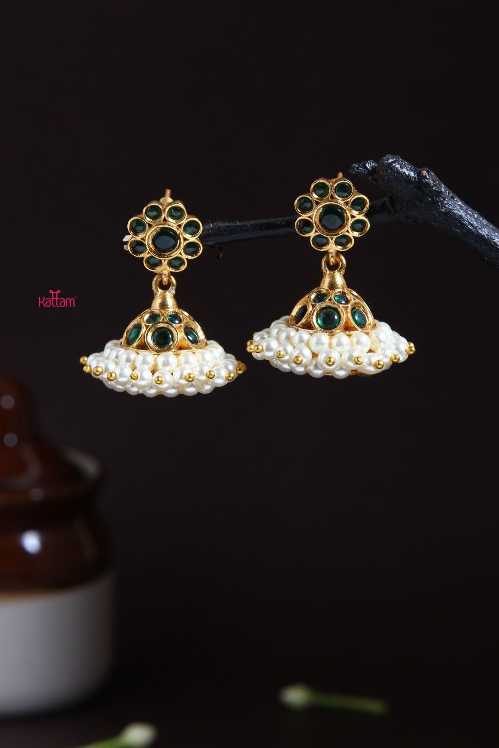 Traditional Green Small Jhumka - E181