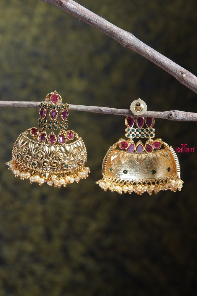 Traditional Ruby Green Half Jhumka - E321