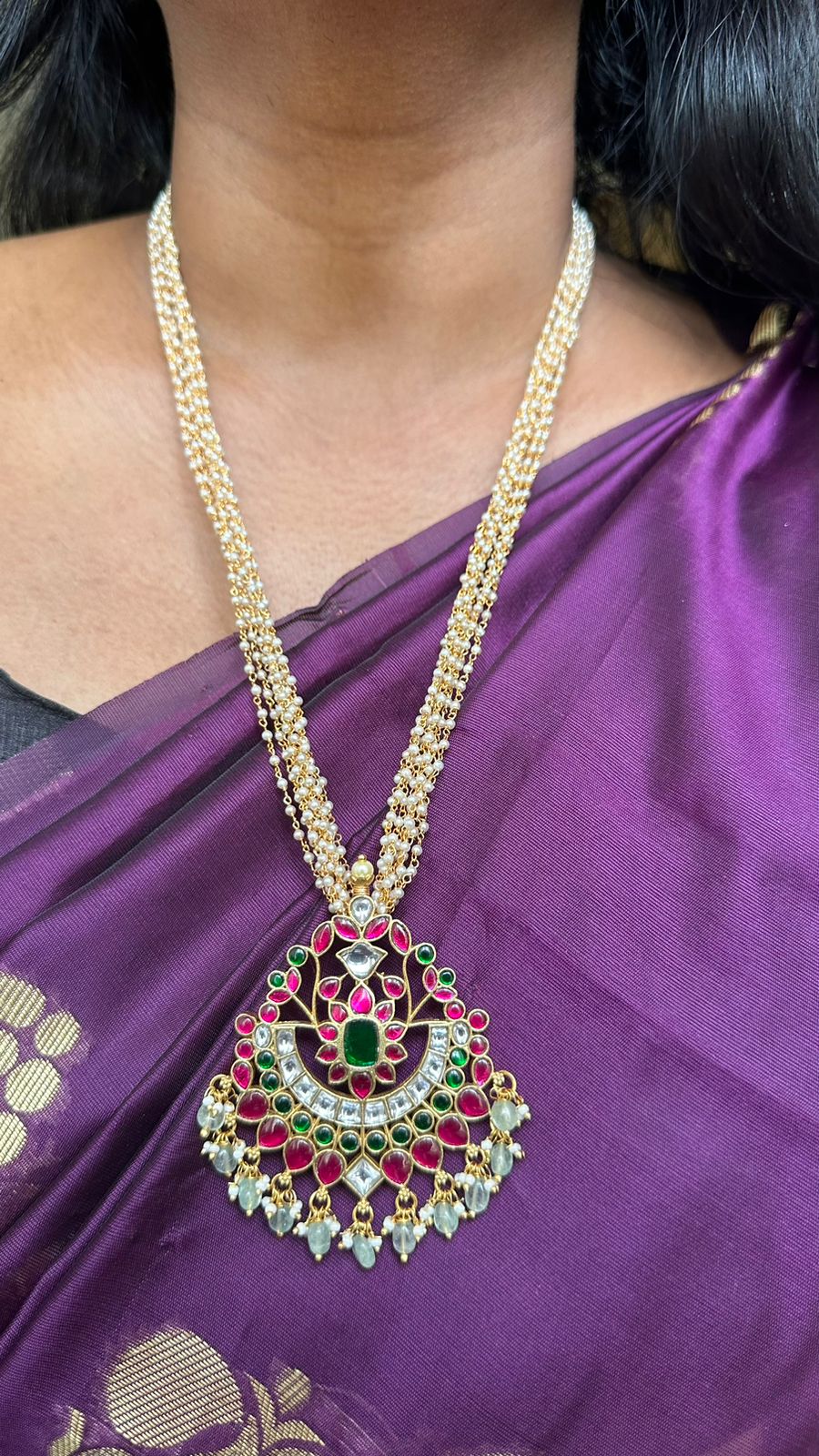 Trendy Kundan Pearl Mala - N1418