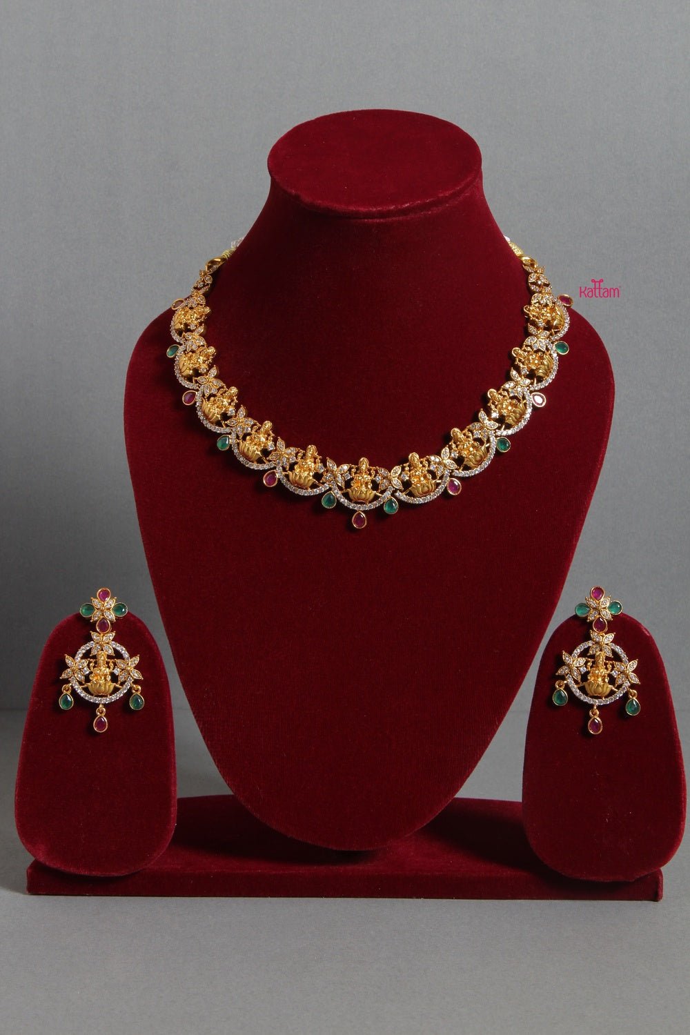 Trendy Lakshmi Red Green Necklace - N1243