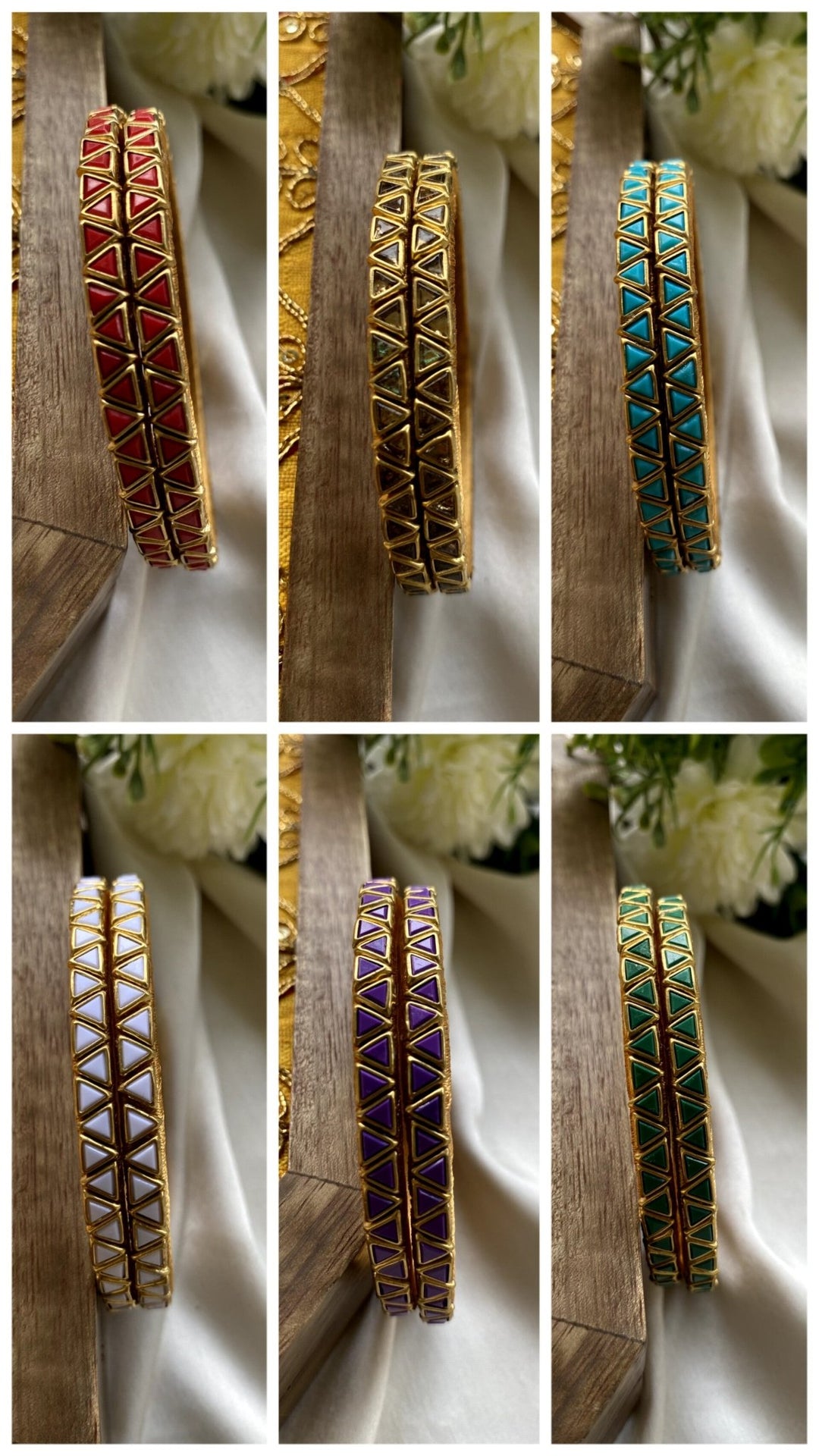 Triangle Bangles Handmade Kundan Bangles - Kattam