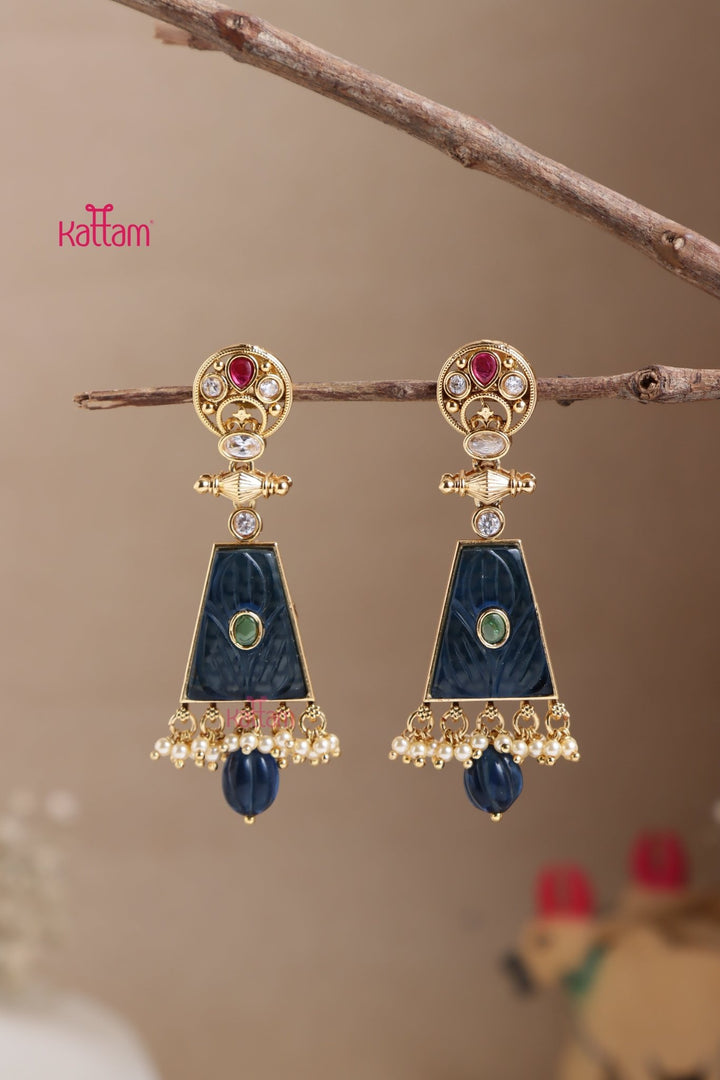 Triti Navy Statement Earring - E1020