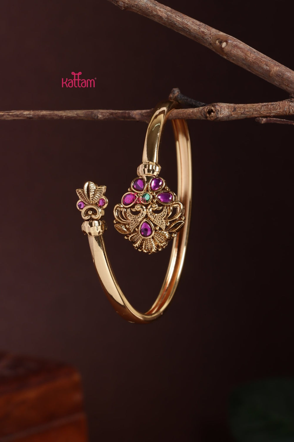 Twin Peacock Stone Kada - B624