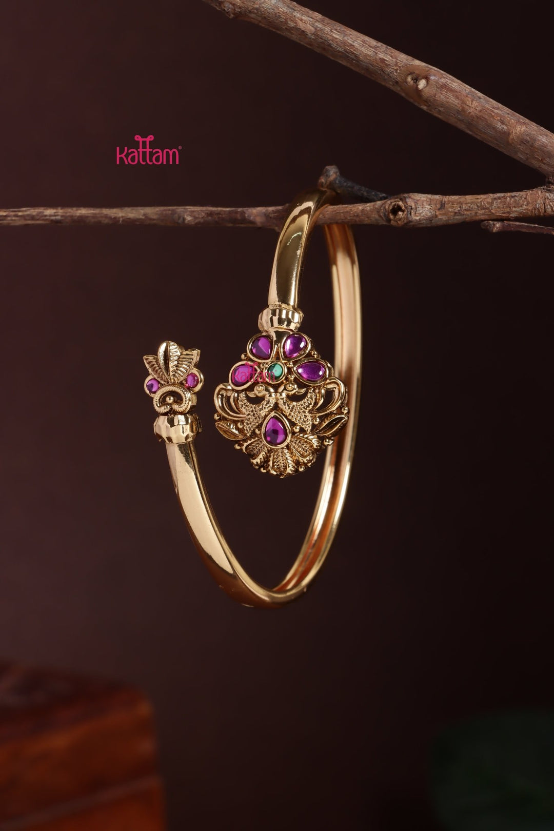 Twin Peacock Stone Kada - B624