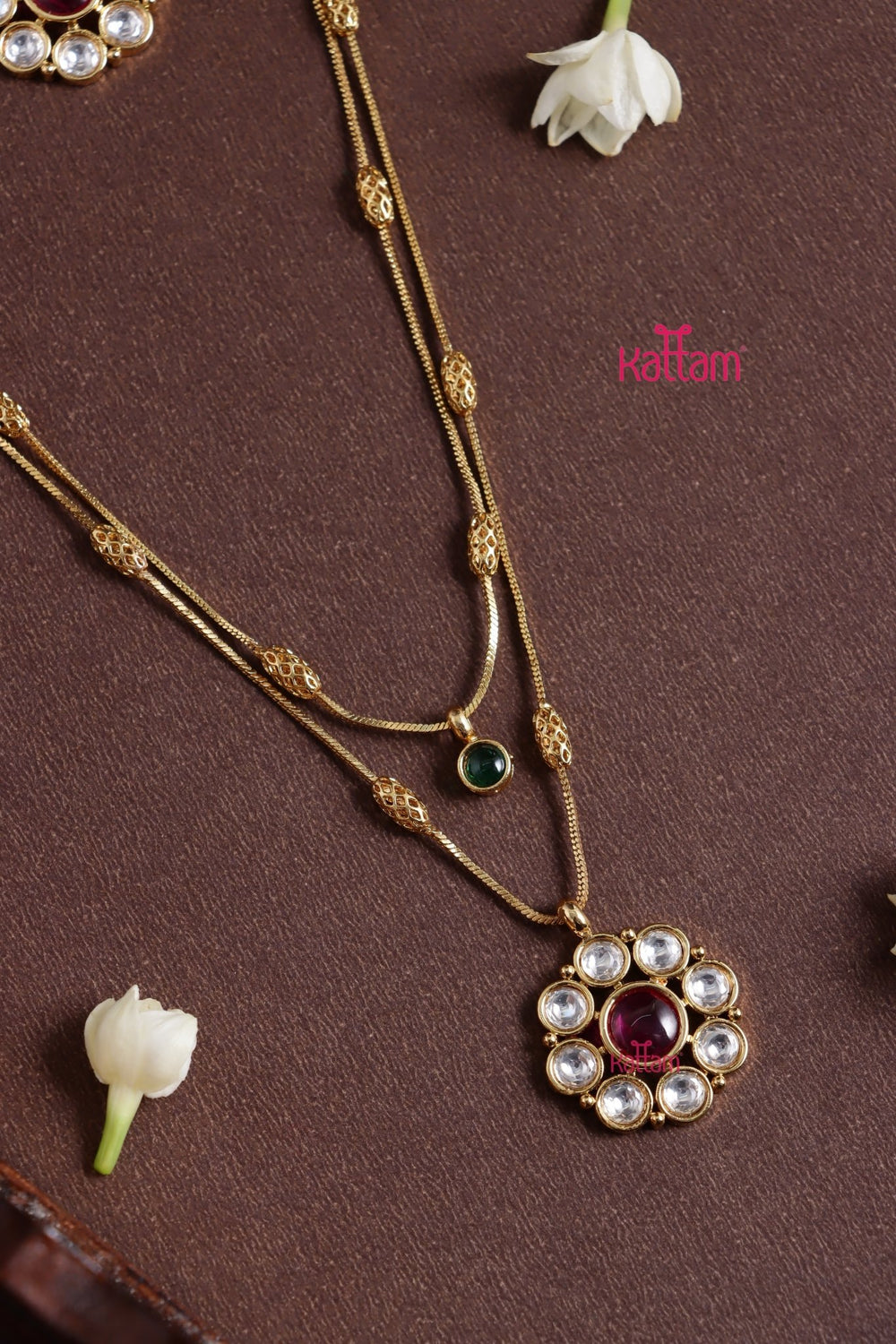 Two Layered Multistone Flower Chain Set - N3811