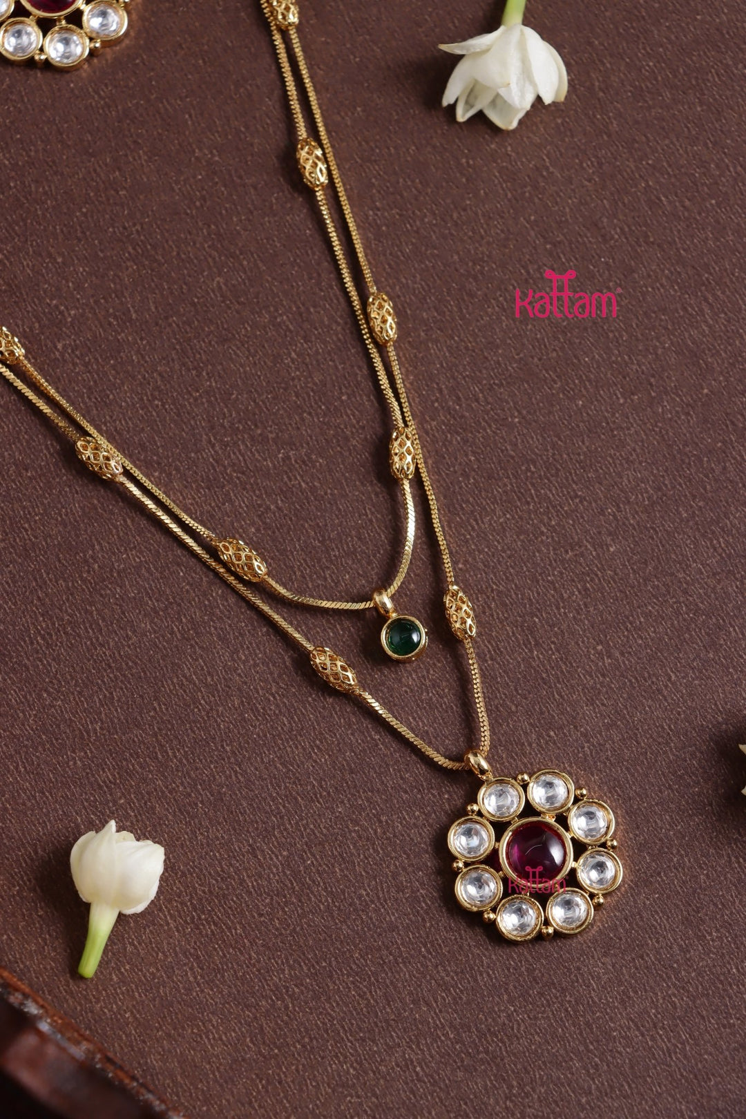 Two Layered Multistone Flower Chain Set - N3811