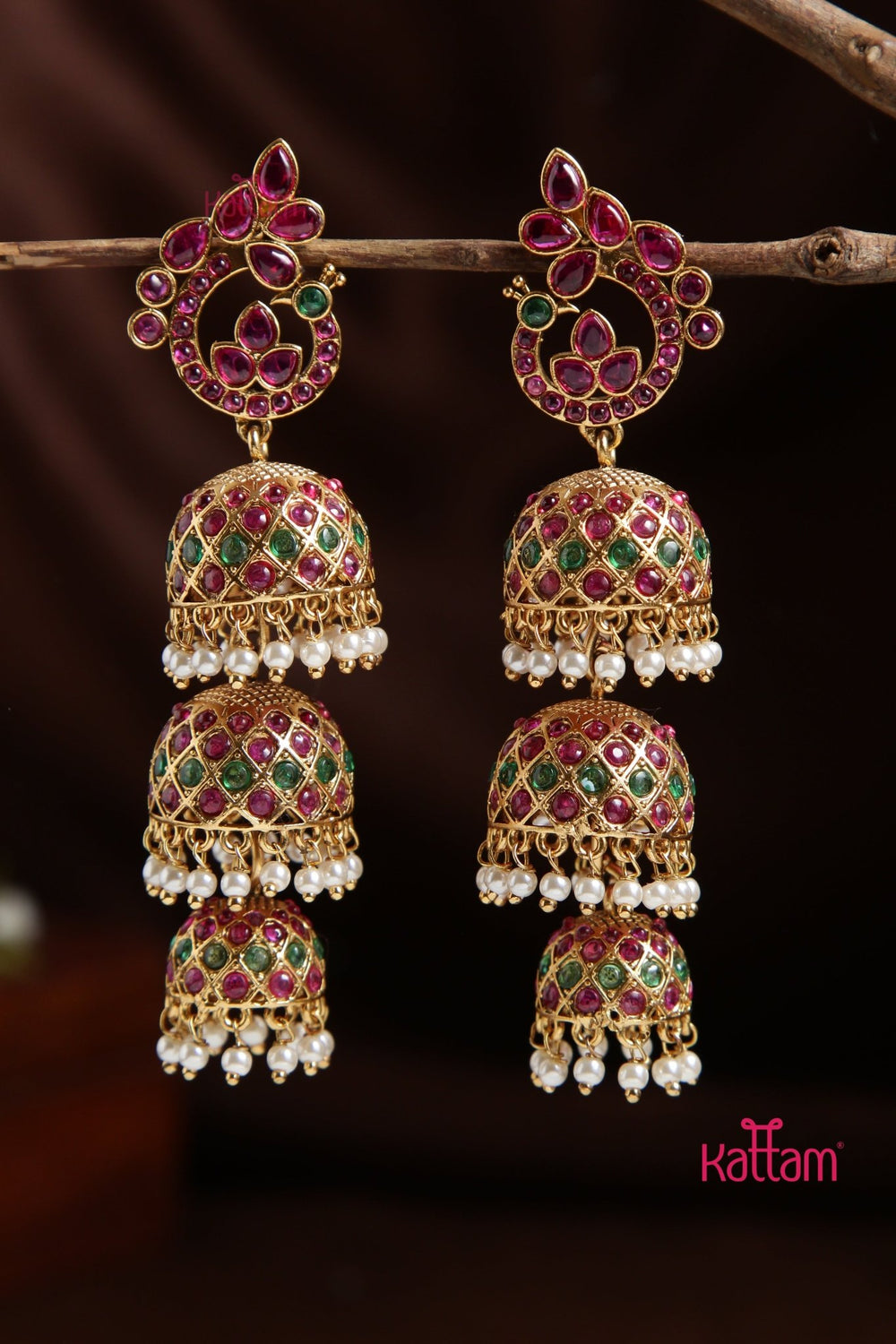 Vannamayil Triplet Jhumka - E936