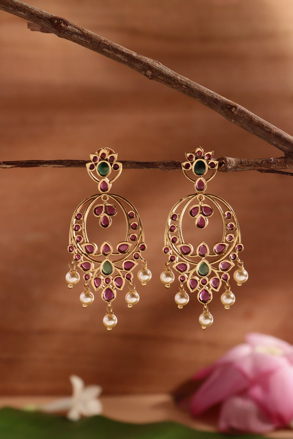 Varnika Drop Earrings -Rubygreen - E1507