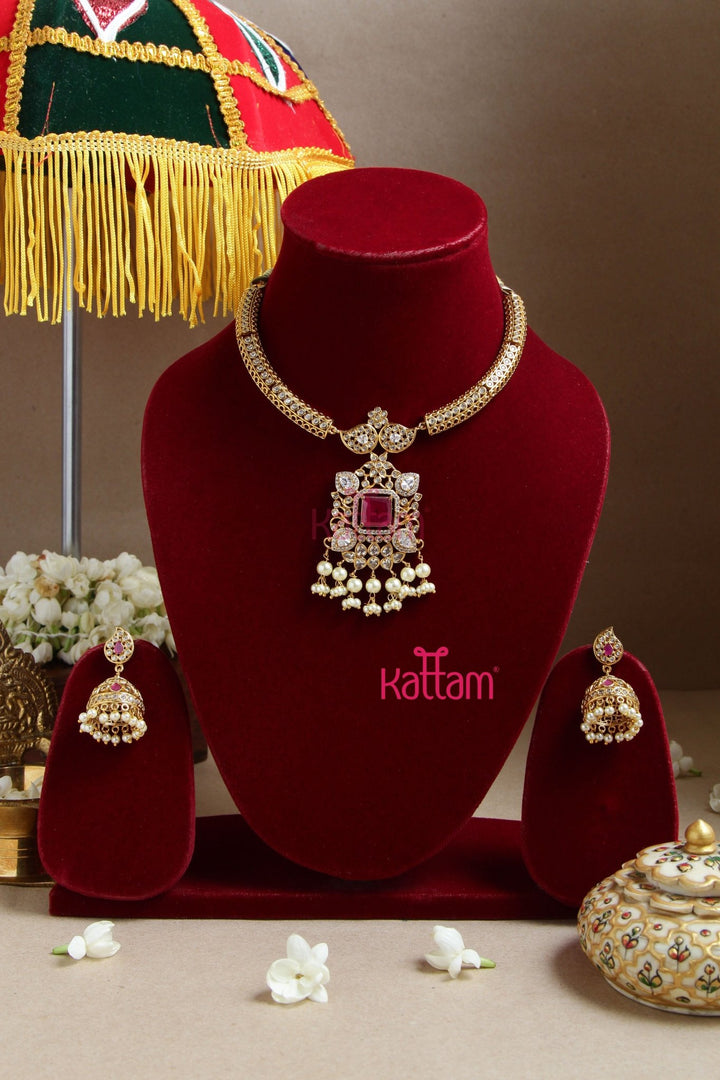 Venba - AD Ruby Block Hasli Choker - N5085