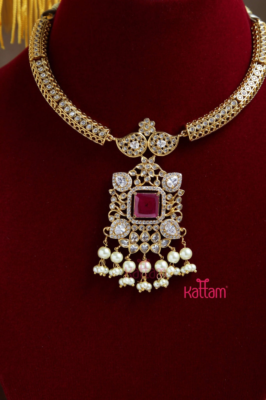 Venba - AD Ruby Block Hasli Choker - N5085