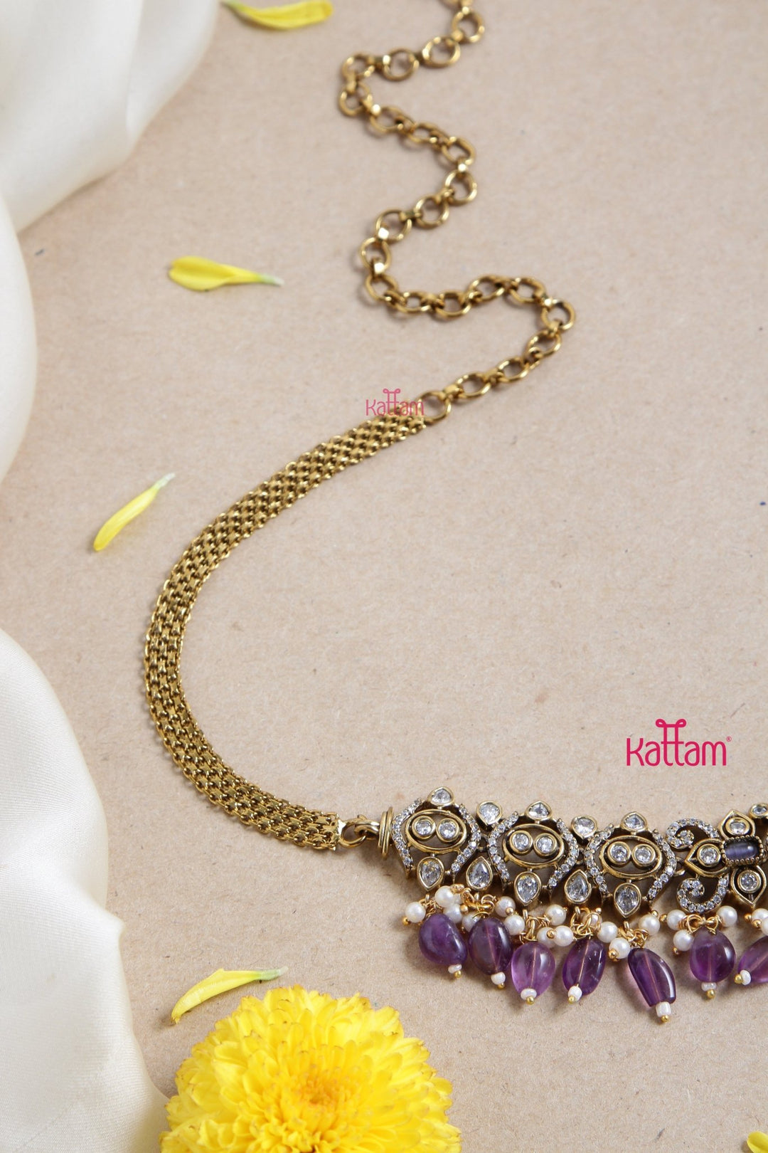 Victorian AD Flourish Semi Bridal Hip Chain - Purple - HB148