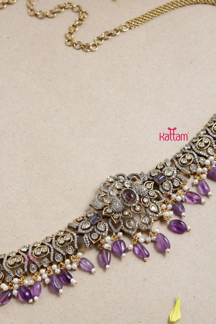Victorian AD Flourish Semi Bridal Hip Chain - Purple - HB148
