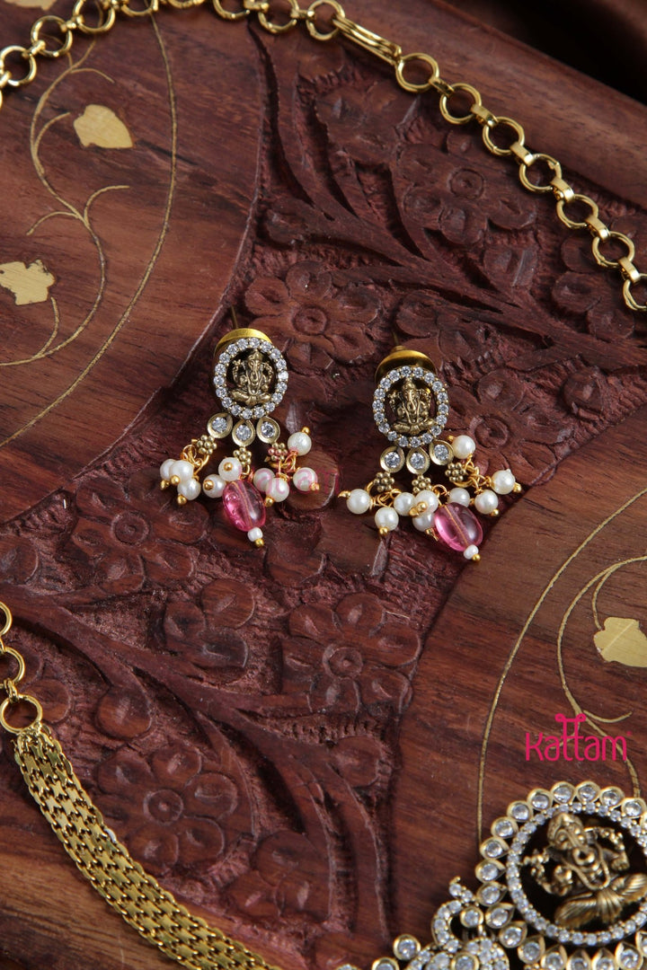 Victorian AD Ganesha Choker - Pink - N6050