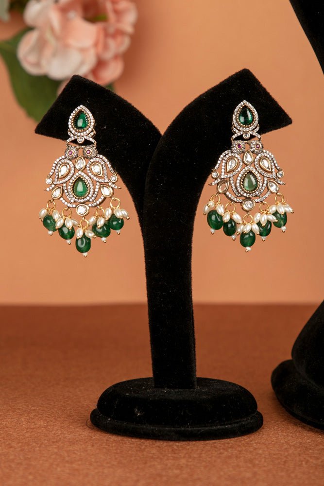Victorian Diamond Double Pendant Emerald Mala - N2079