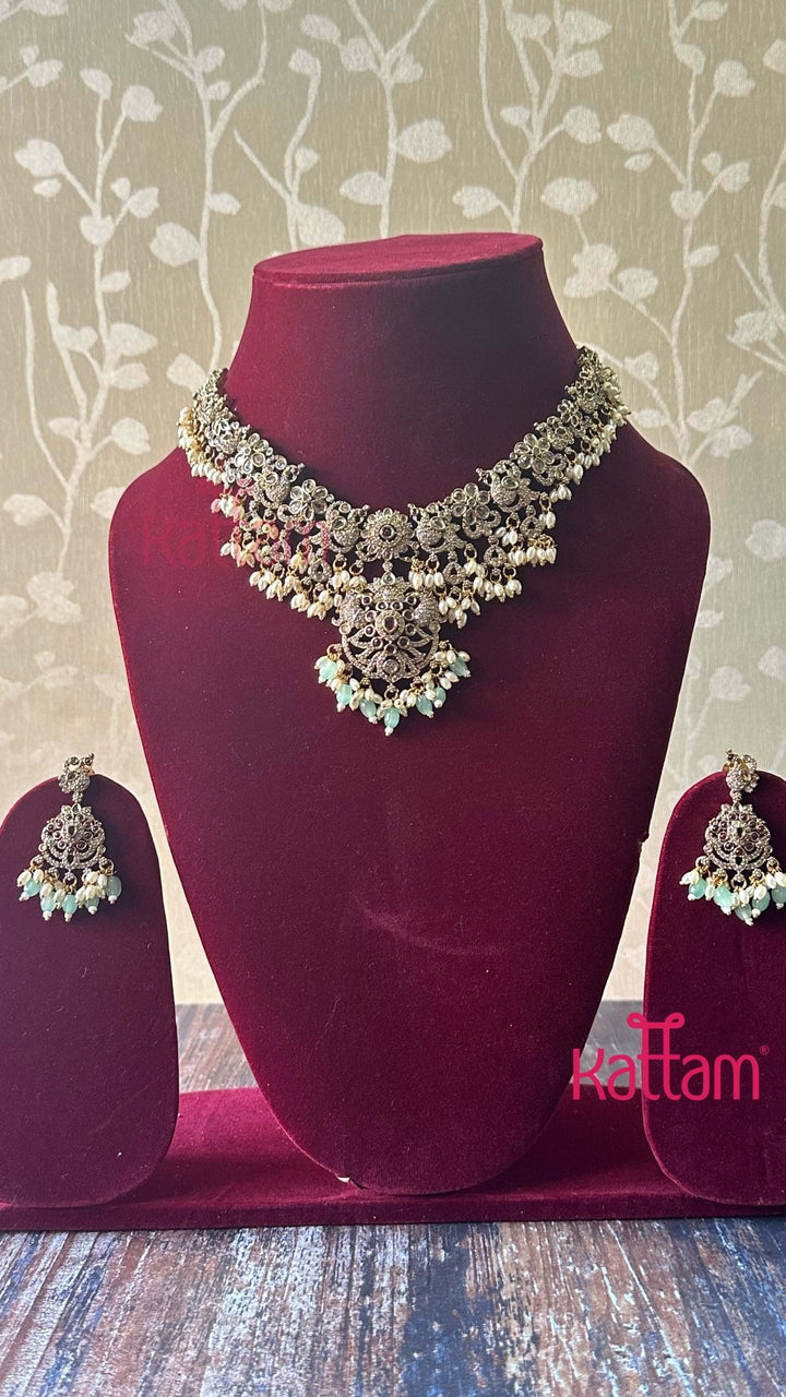 Victorian Diamond Peacock Semi Bridal Necklace - N5054