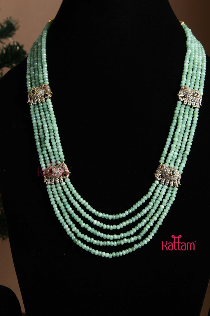 Victorian Elelphant Pastelgreen Crystal Bead Haram - N6035