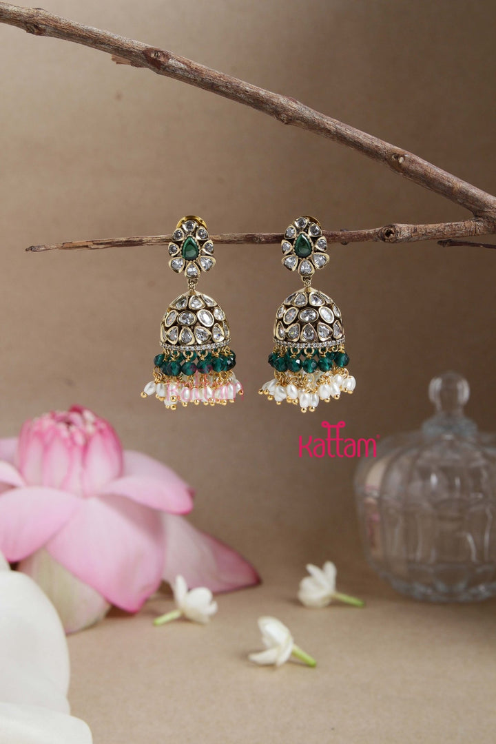 Victorian Green Beaded Jhumka - E887