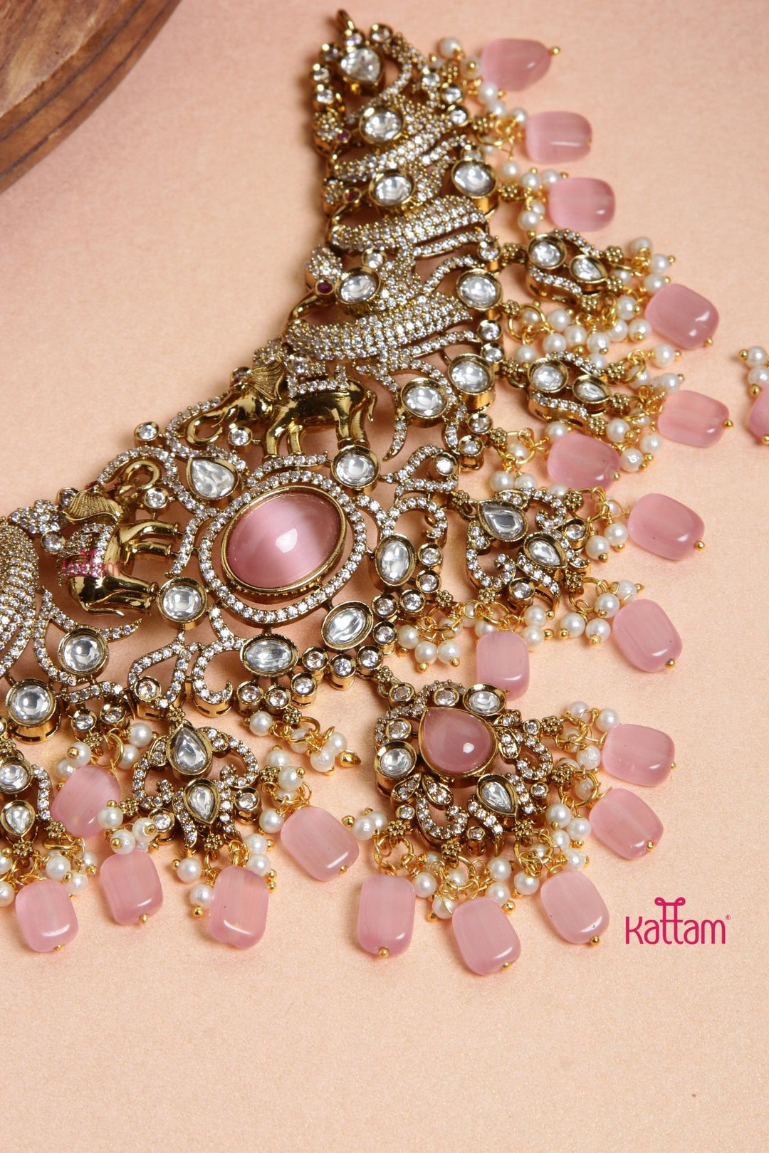 Victoriya Grand Bridal Choker - Pastel Pink - N6124