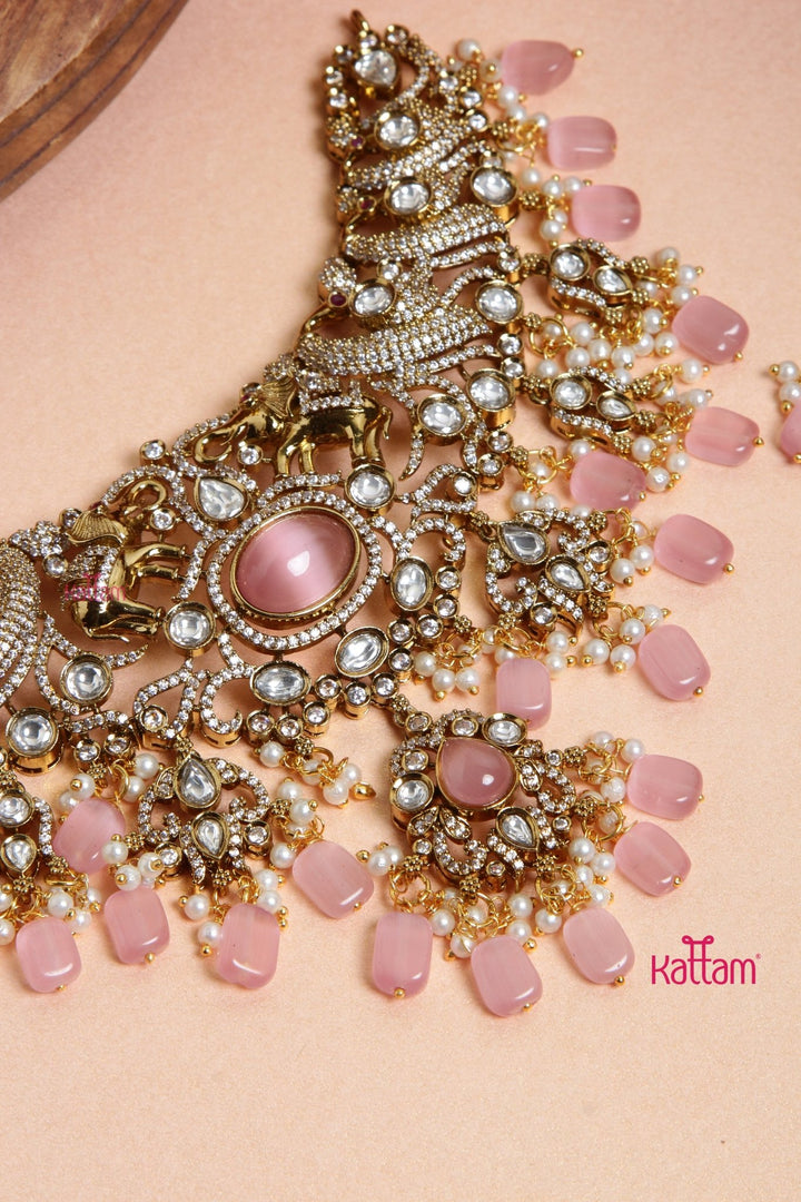 Victoriya Grand Bridal Choker - Pastel Pink - N6124
