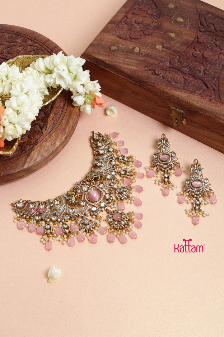 Victoriya Grand Bridal Choker - Pastel Pink - N6124