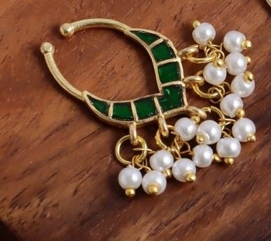 Visaka - Septum Green Nose Pin - NP178