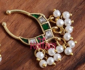 Visaka - Septum Green Nose Pin - NP179