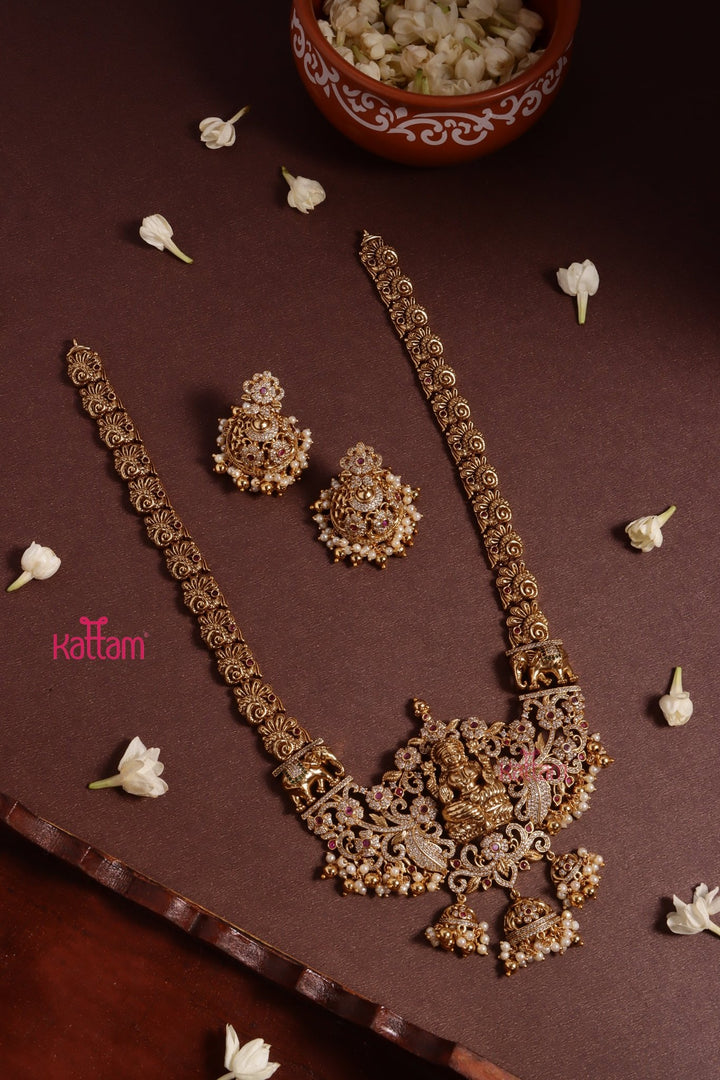 Vishaka - Antiquegold Peacock Haram - N3617