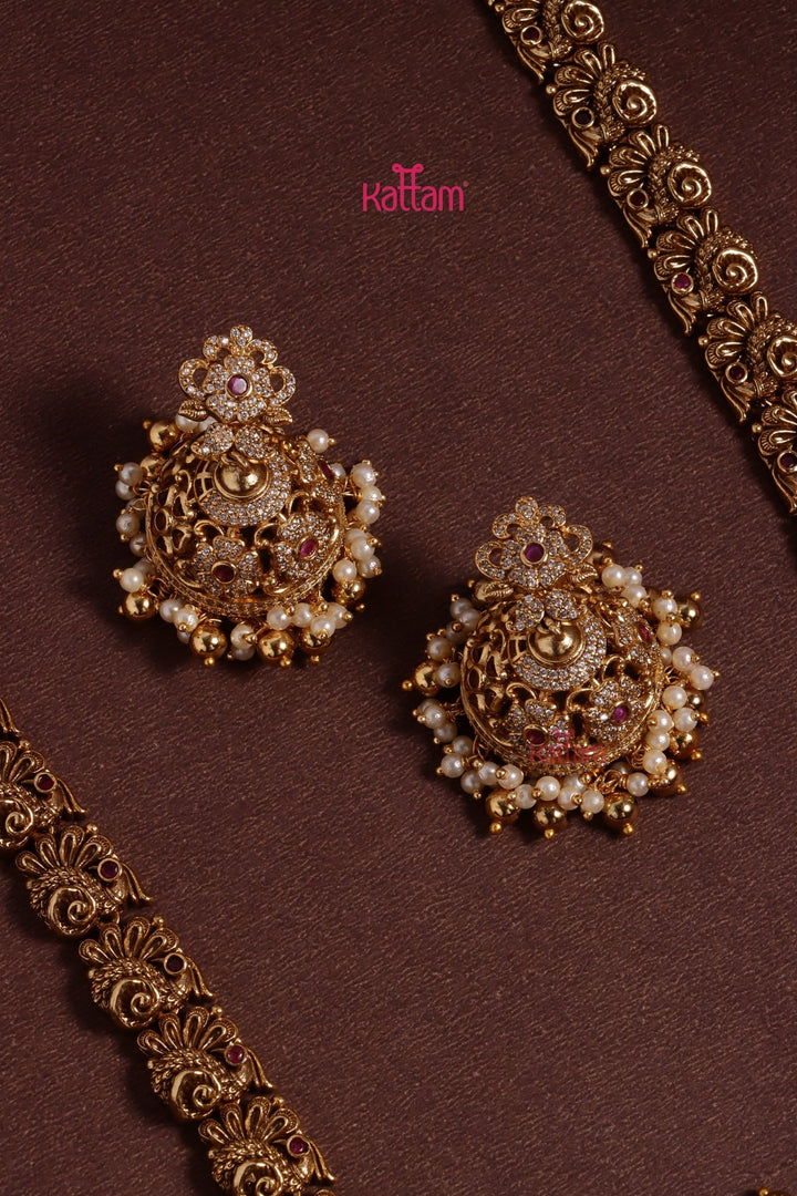 Vishaka - Antiquegold Peacock Haram - N3617
