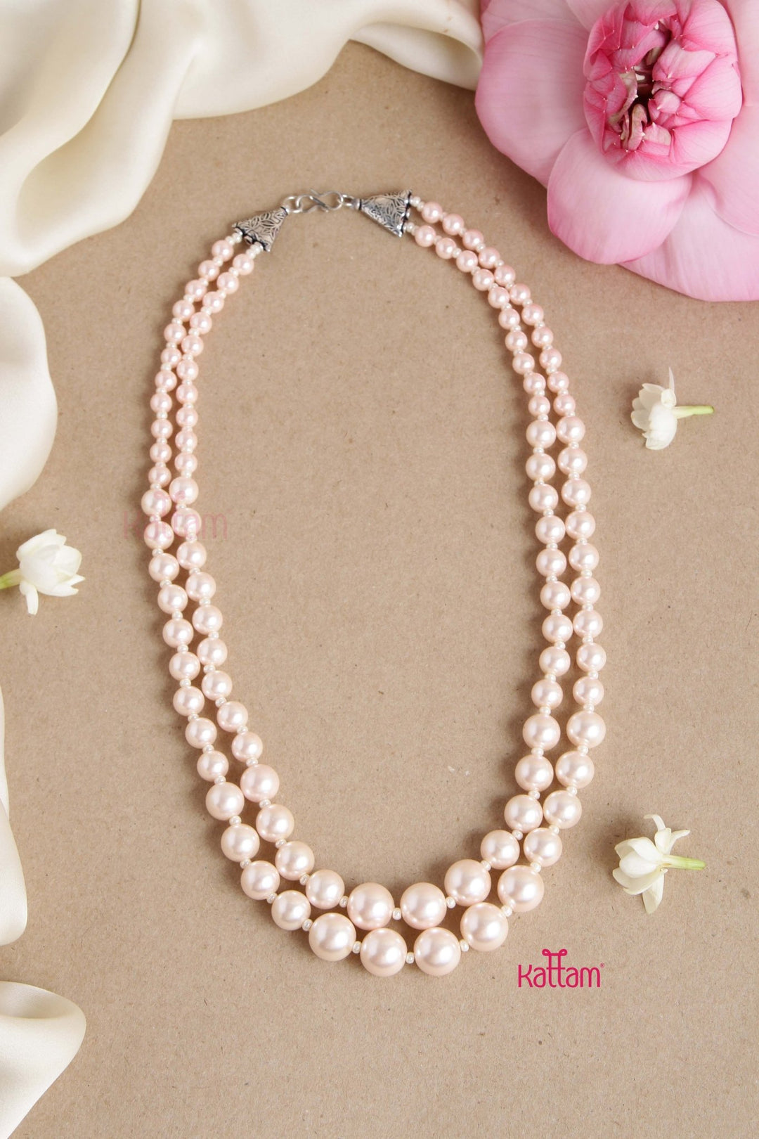 Water Pearl Peach Mala - N2828