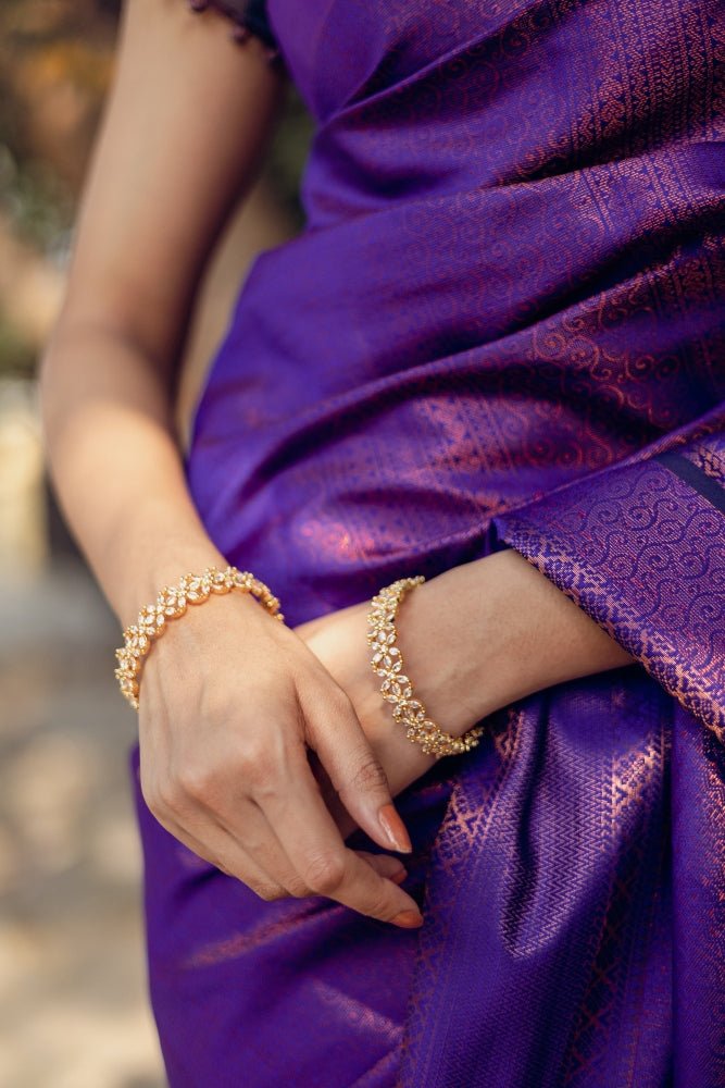 White Floral Stone Bangle - B438 - V4