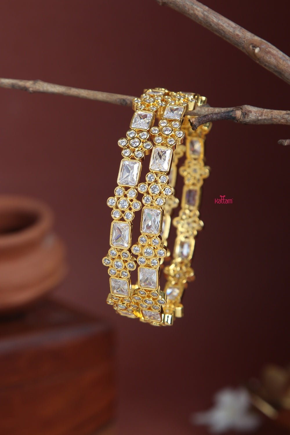 White Flower Stone Bangle - B200