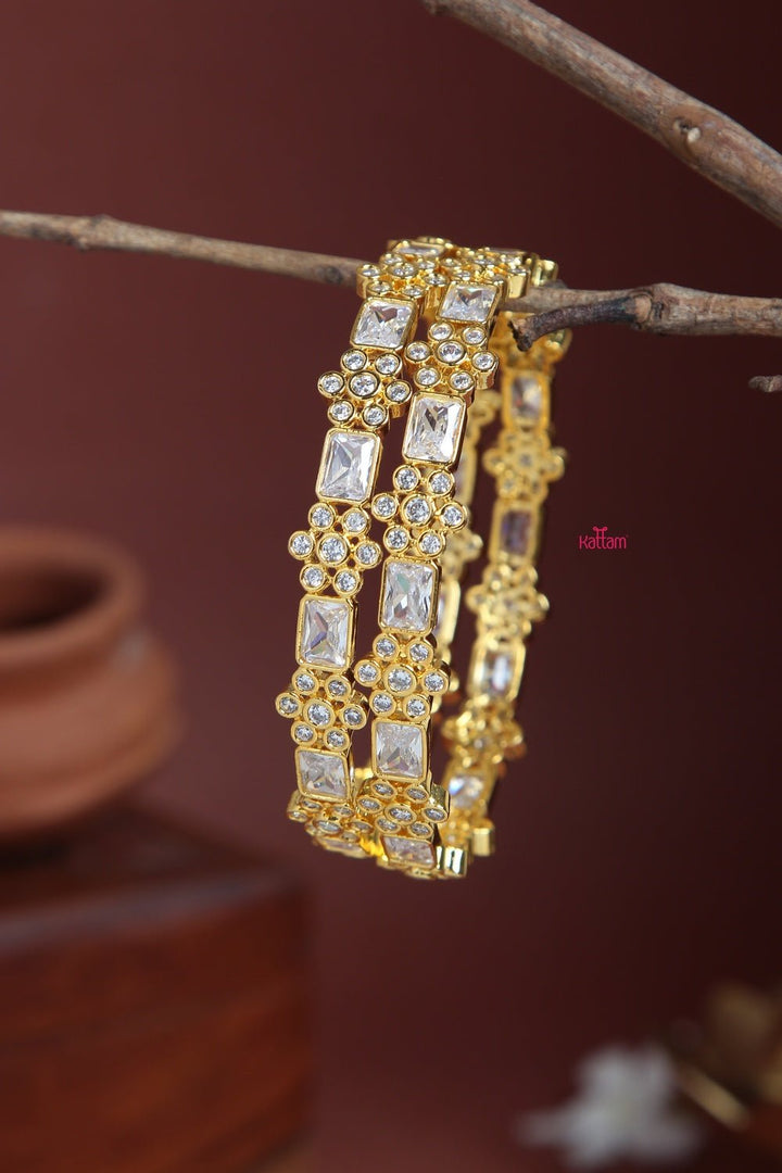 White Flower Stone Bangle - B200