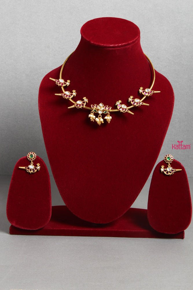 White Lotus Peacock Hasli Choker - N1461
