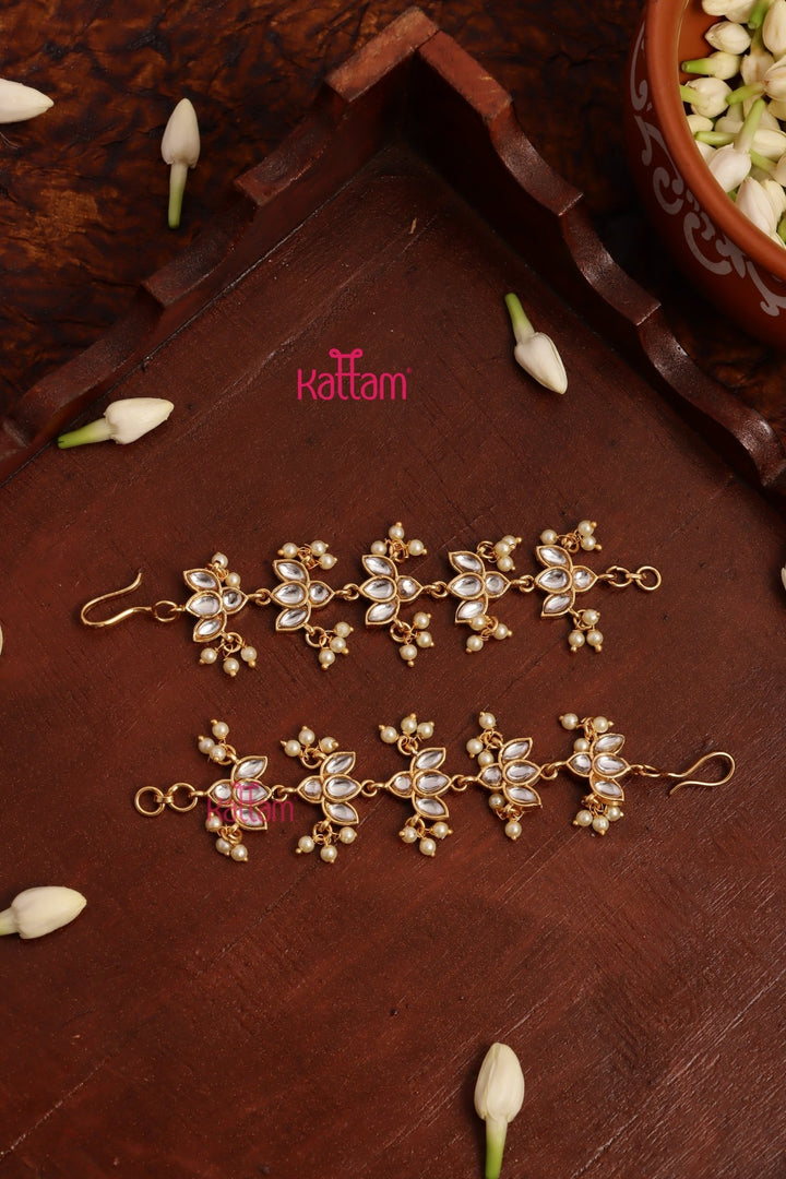 White Lotus Pearl EarChain / Mattal - EC054