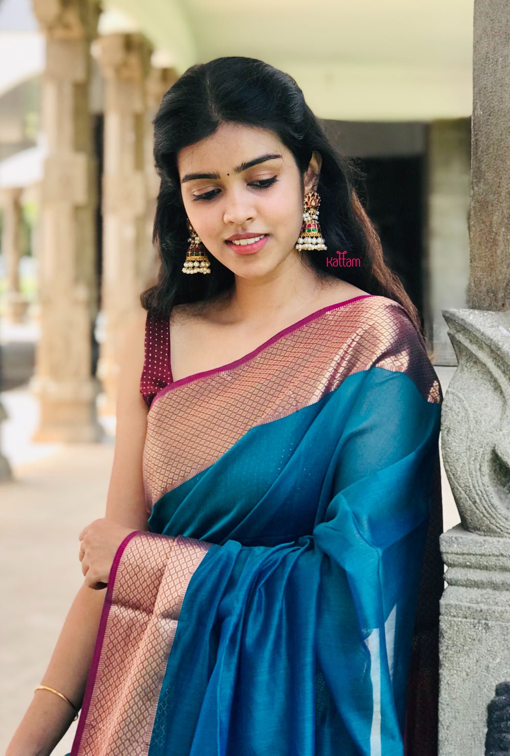 White Pearl Kundan Kemp Lotus Jhumka - E022
