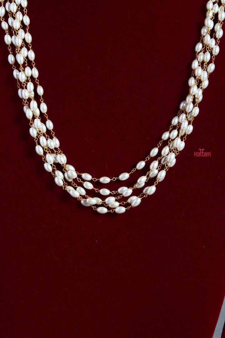 White Rice Pearl - 5 Line 18 Inch ( No Earring ) - N1355