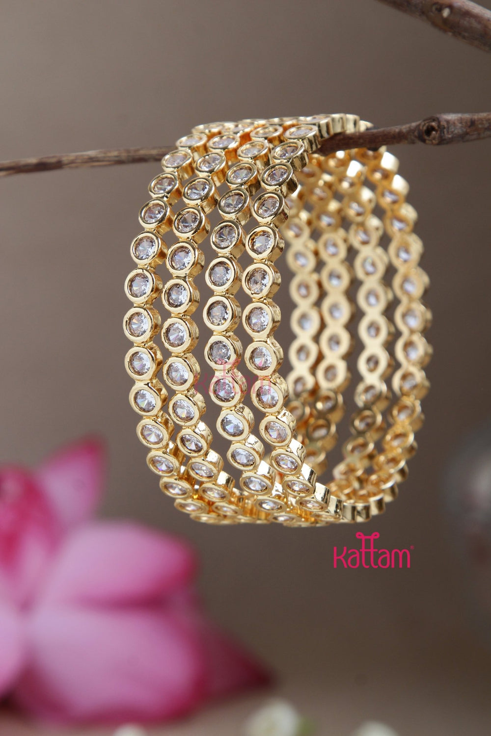 White Stone Dot Bangle - B528 - V4