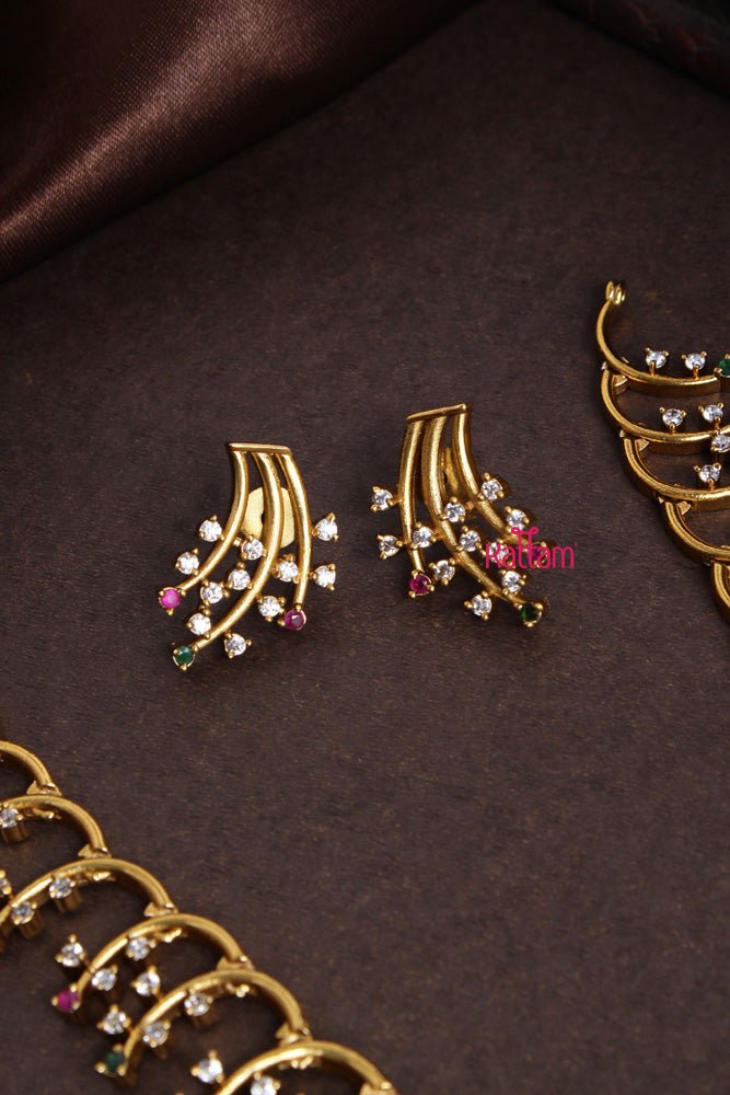 White Stone Leafy Choker Set - N2167