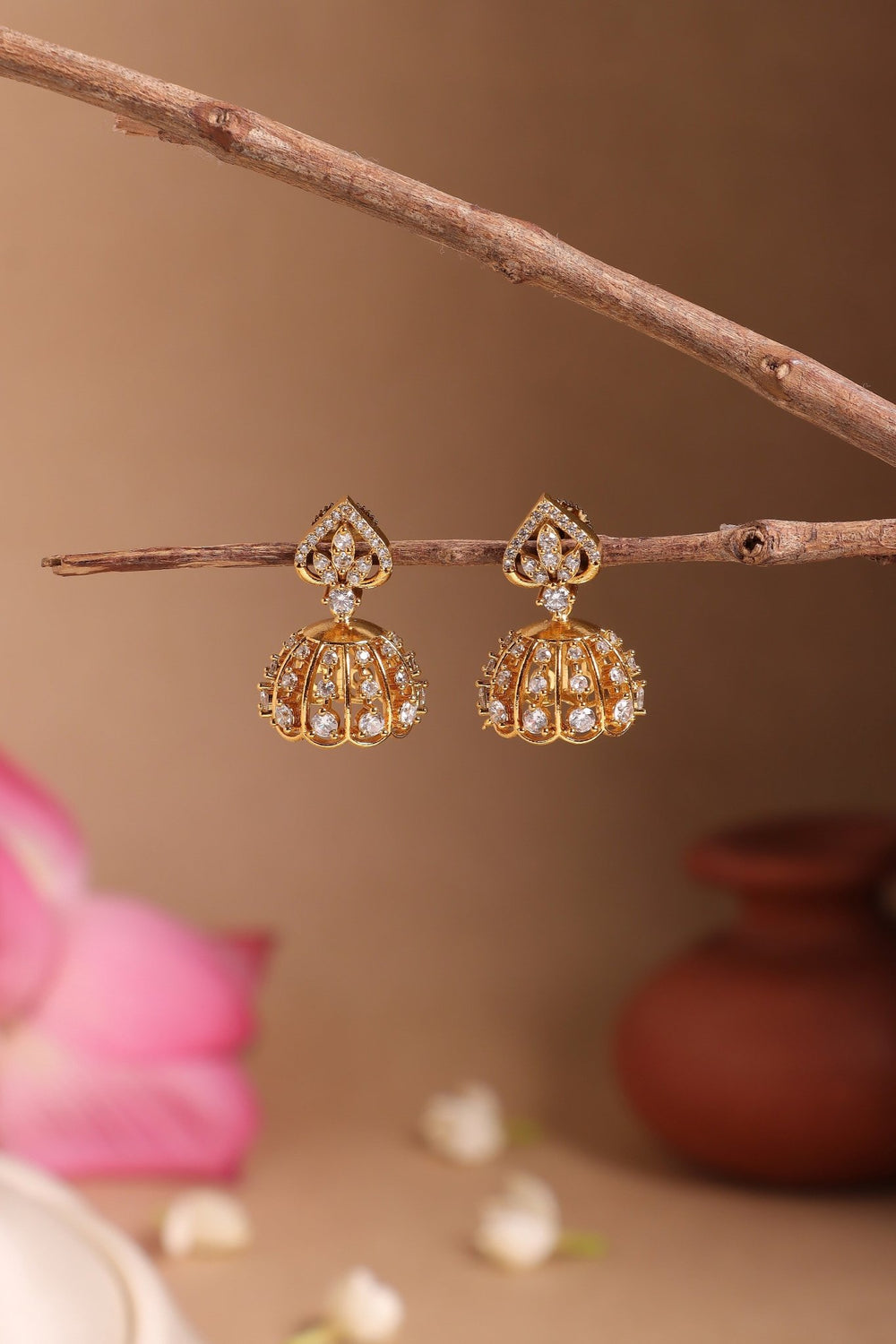 White Stone Small Jhumka - E1527