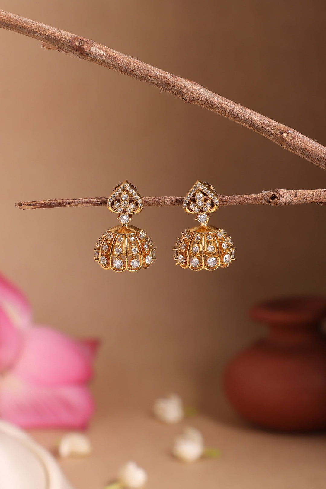 White Stone Small Jhumka - E1527
