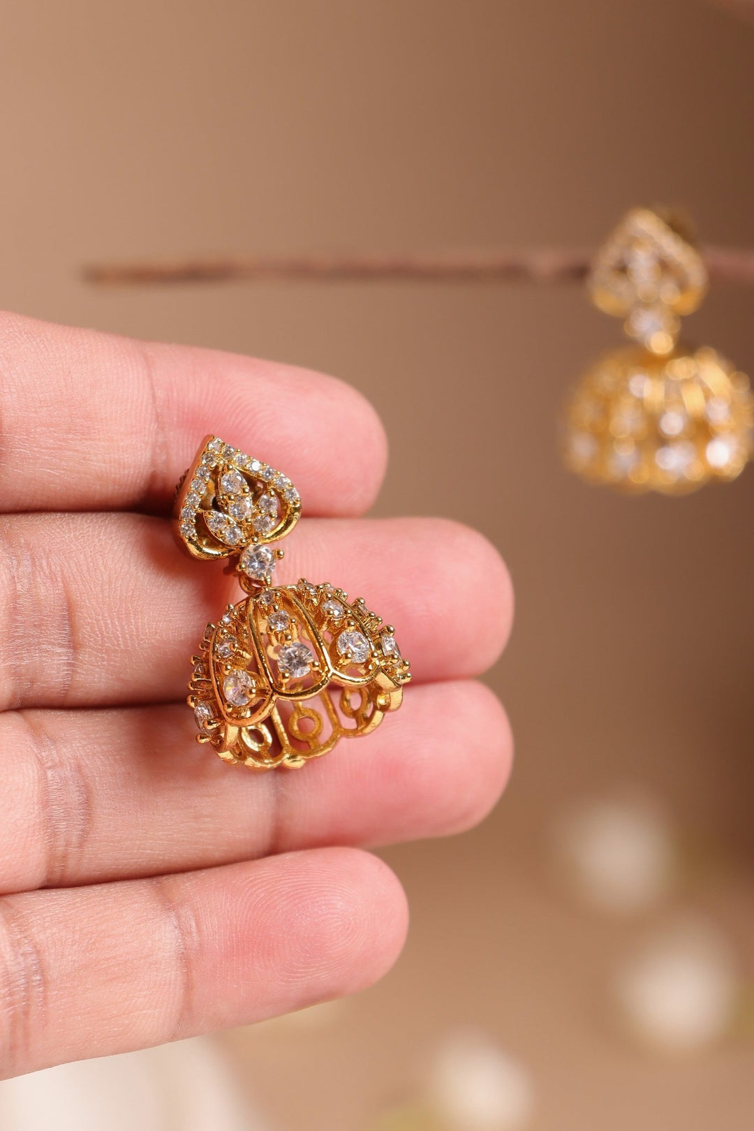 White Stone Small Jhumka - E1527