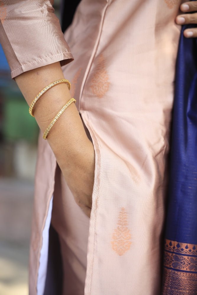 White Stone Square Bangles Set of 4 Pcs - B042