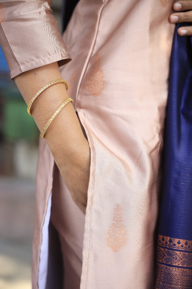 White Stone Square Bangles Set of 4 Pcs - B042