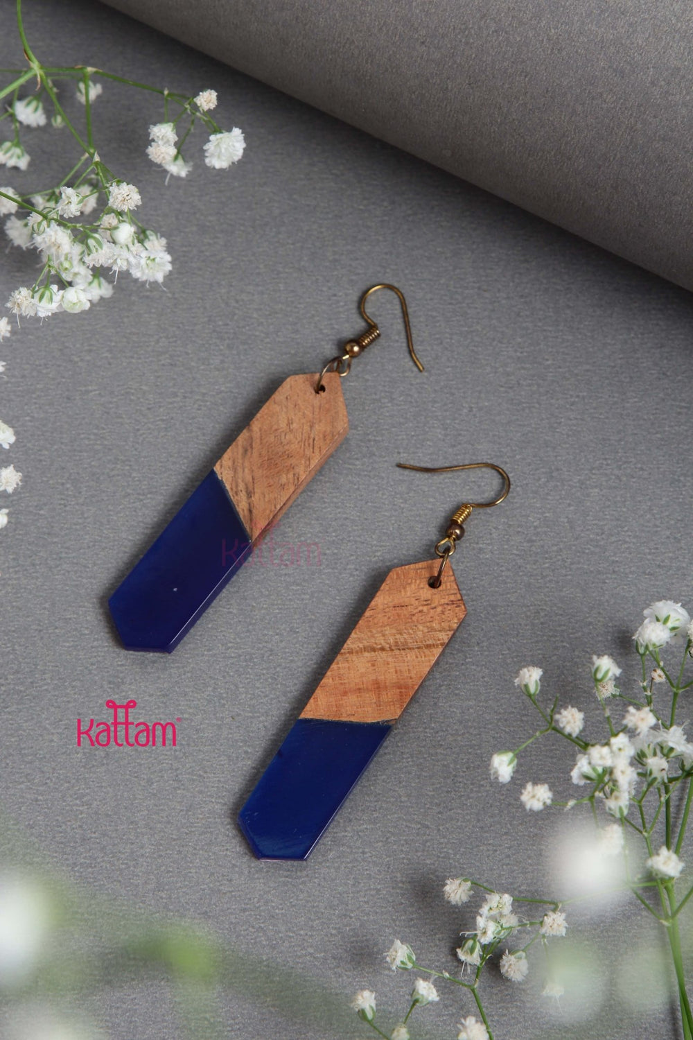 Wooden Resin Dangler Earring - E830