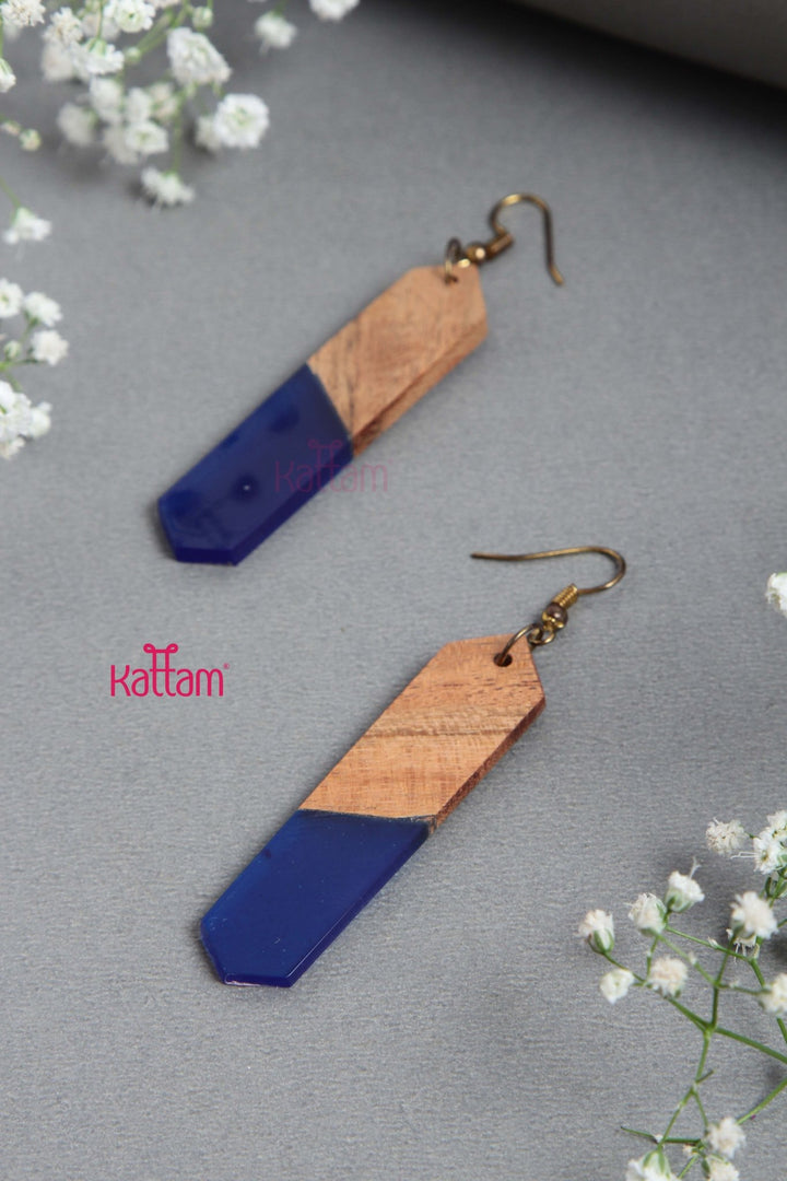 Wooden Resin Dangler Earring - E830