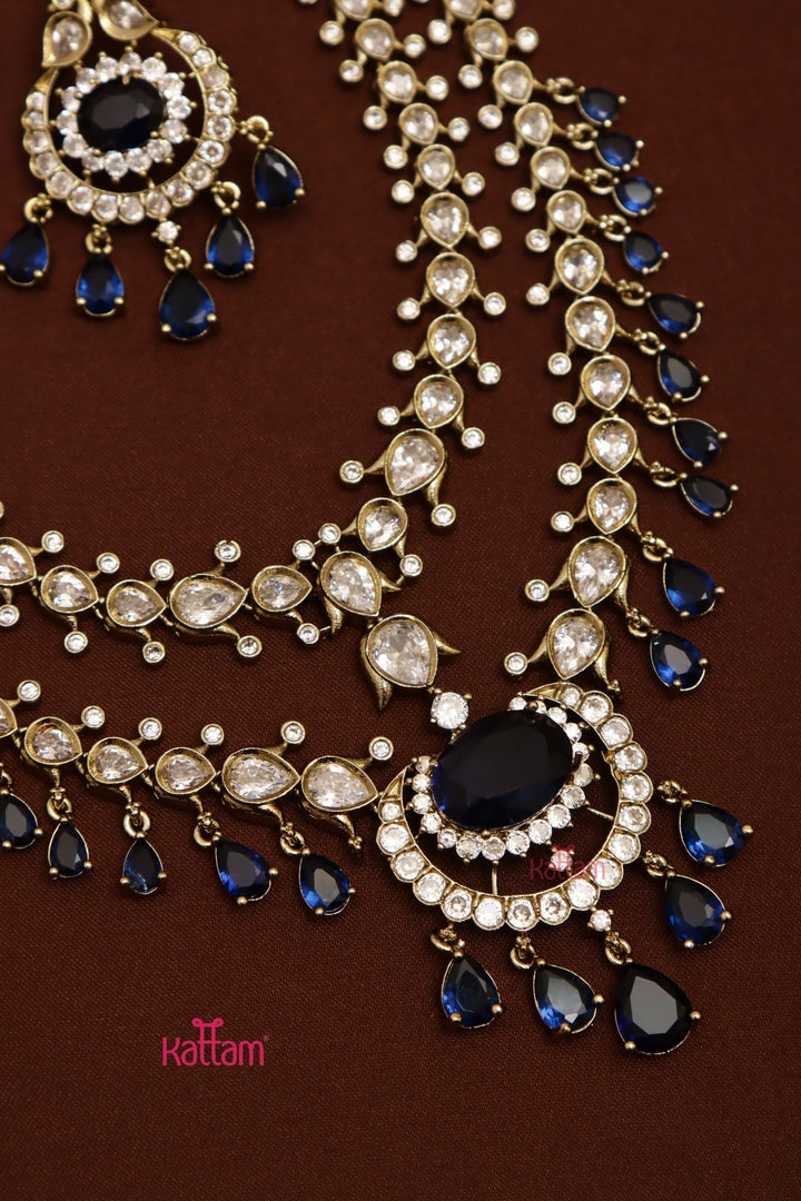 Zaveri - AD Layered Blue Necklace - N5276